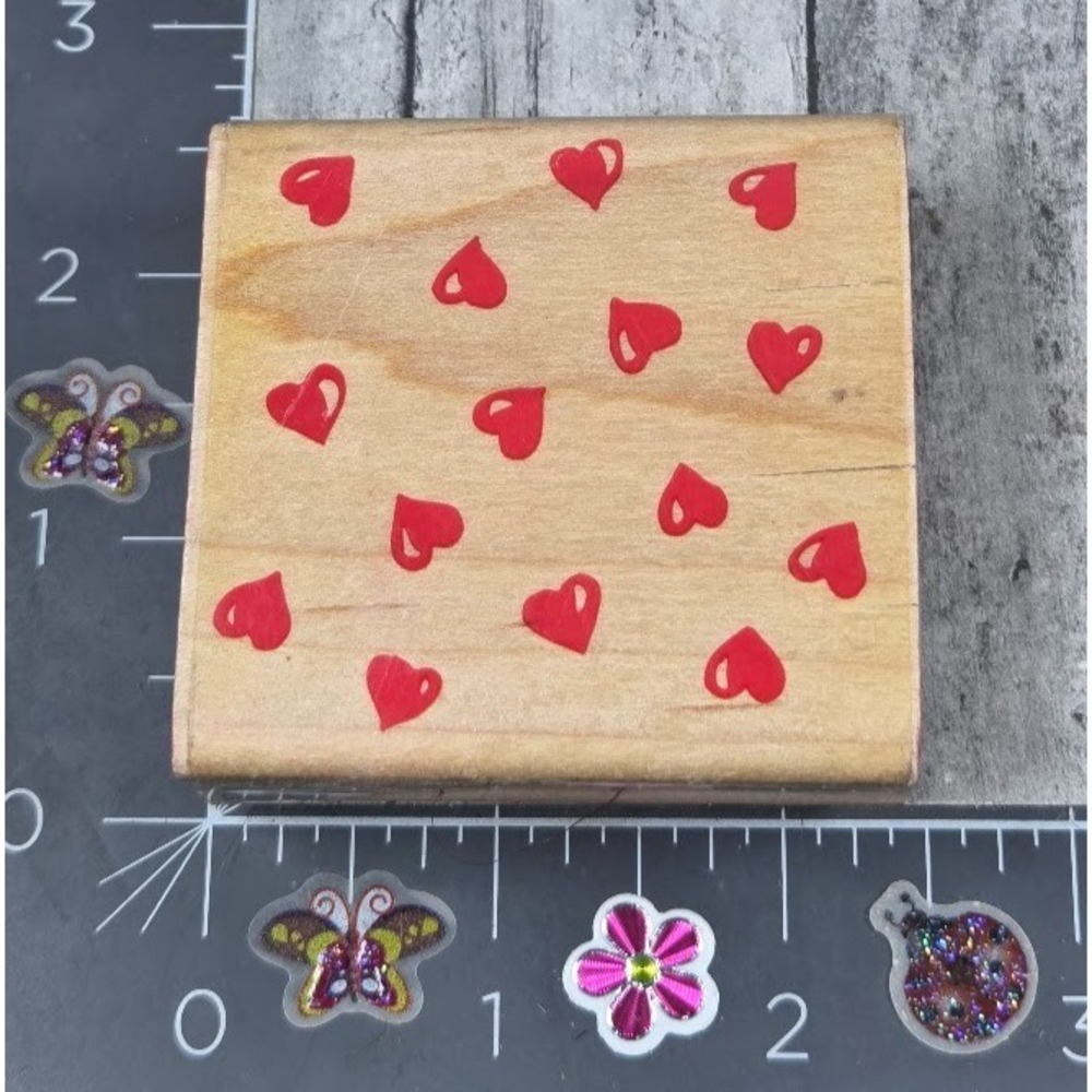 Rubber Stampede Hearts Abound Background A909E Rubber Stamp Wood #i18